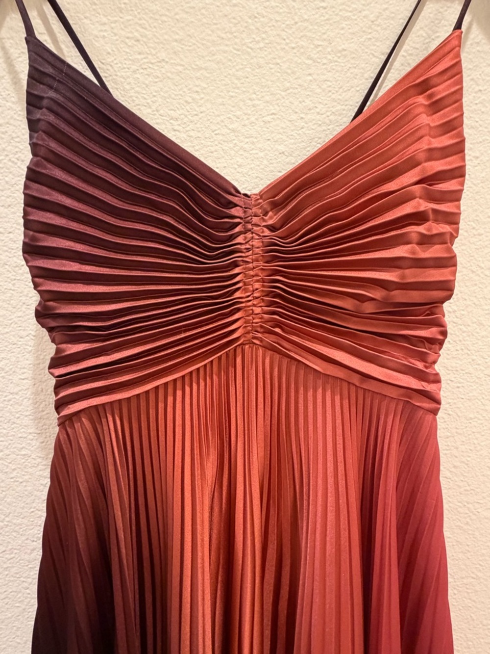 A.L.C. Pleated Ombré Maxi Dress Size 10 Crisscross Back Cutout Worn Once - Picture 7 of 10